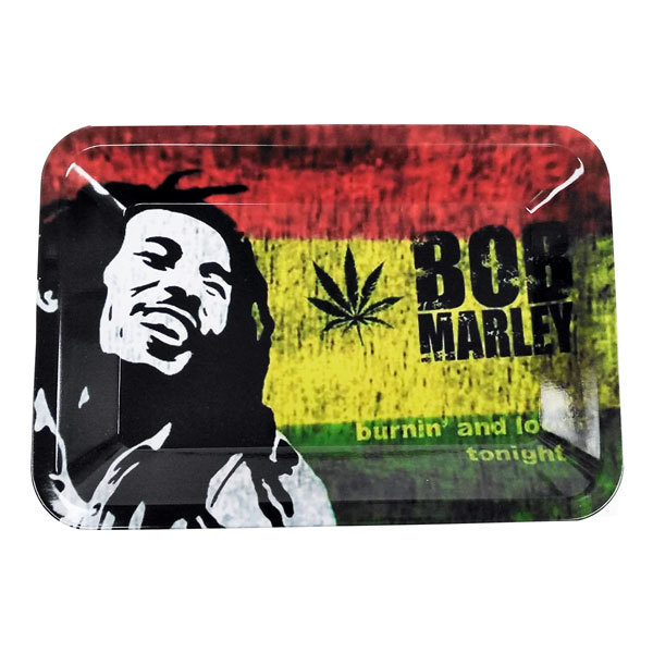 Rolling Tray Metal 180x120mm Bob Marley Leaf MH524