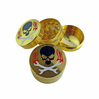 Grinder Metal Gold Skull 3pce MO224